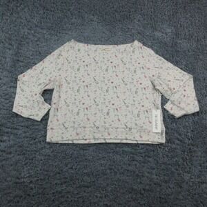 78&SUNNY Sleep Pajama Top Womens Medium White Cocktail Print 3/4 Sleeve NWT